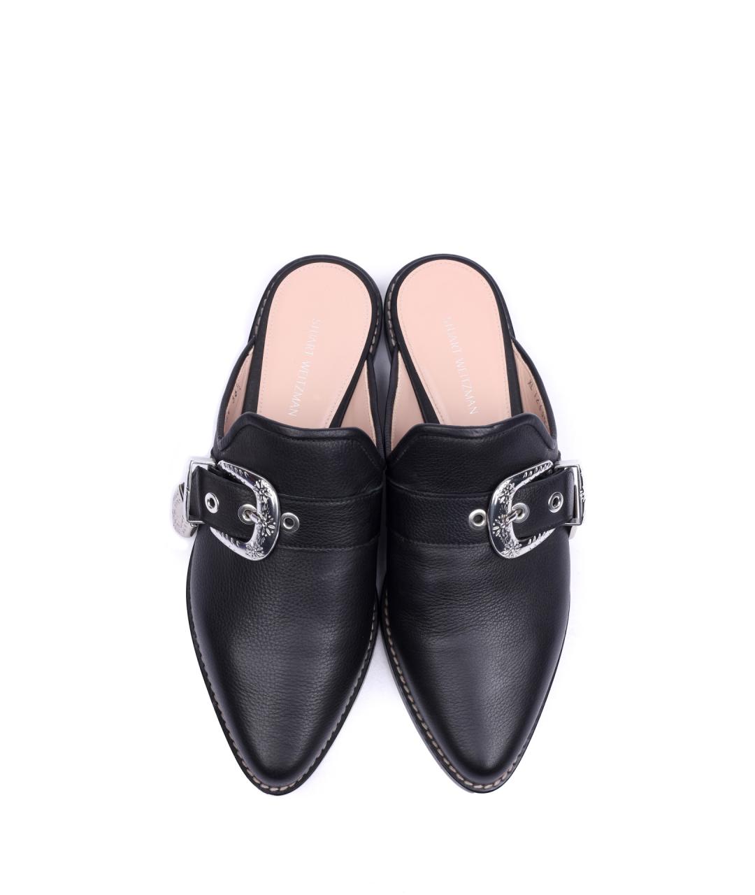 STUART WEITZMAN Черные кожаные мюли, фото 4