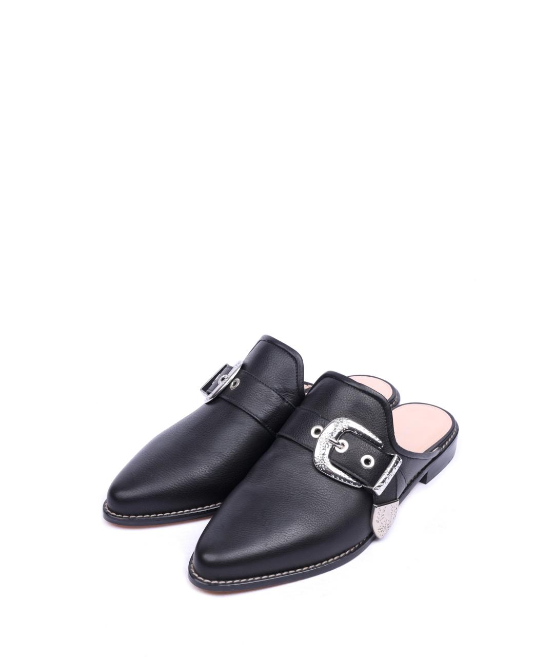 STUART WEITZMAN Черные кожаные мюли, фото 2