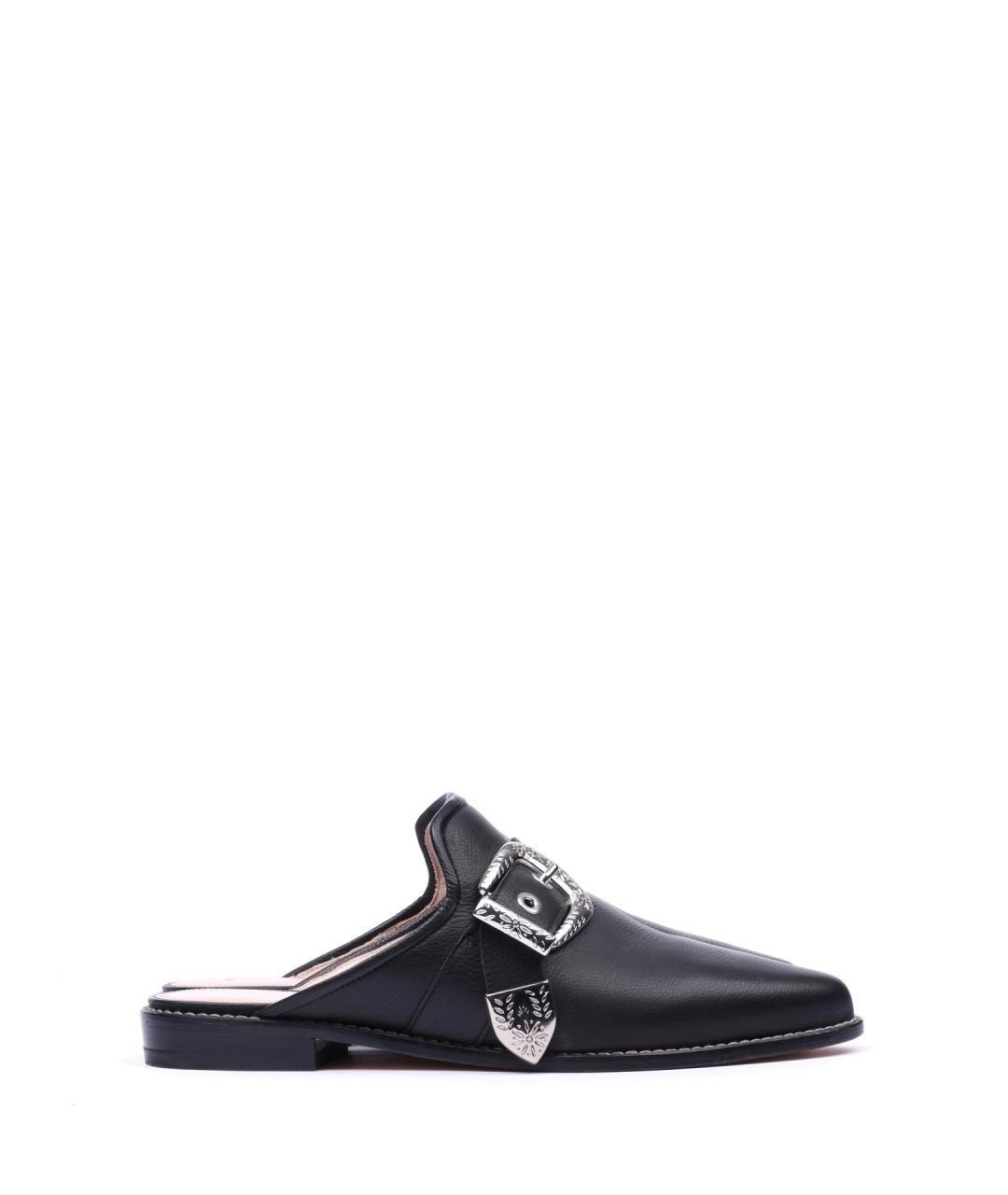 STUART WEITZMAN Черные кожаные мюли, фото 1