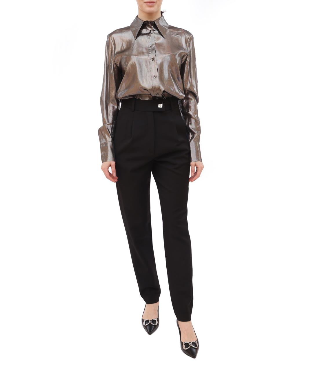 PINKO Черные шерстяные прямые брюки, фото 2