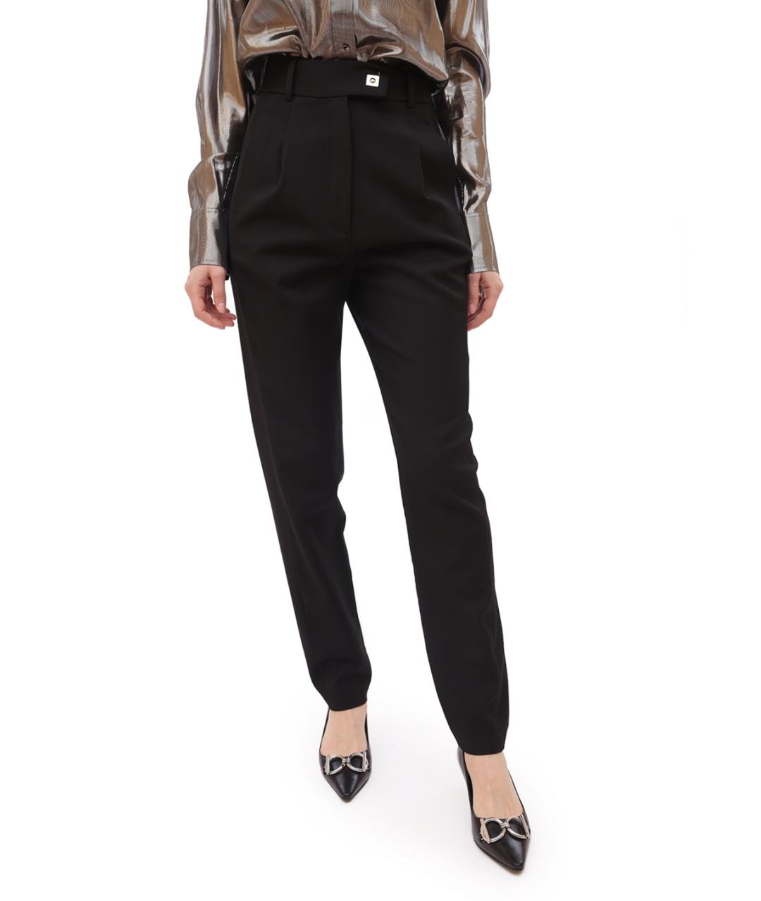 PINKO Черные шерстяные прямые брюки, фото 1