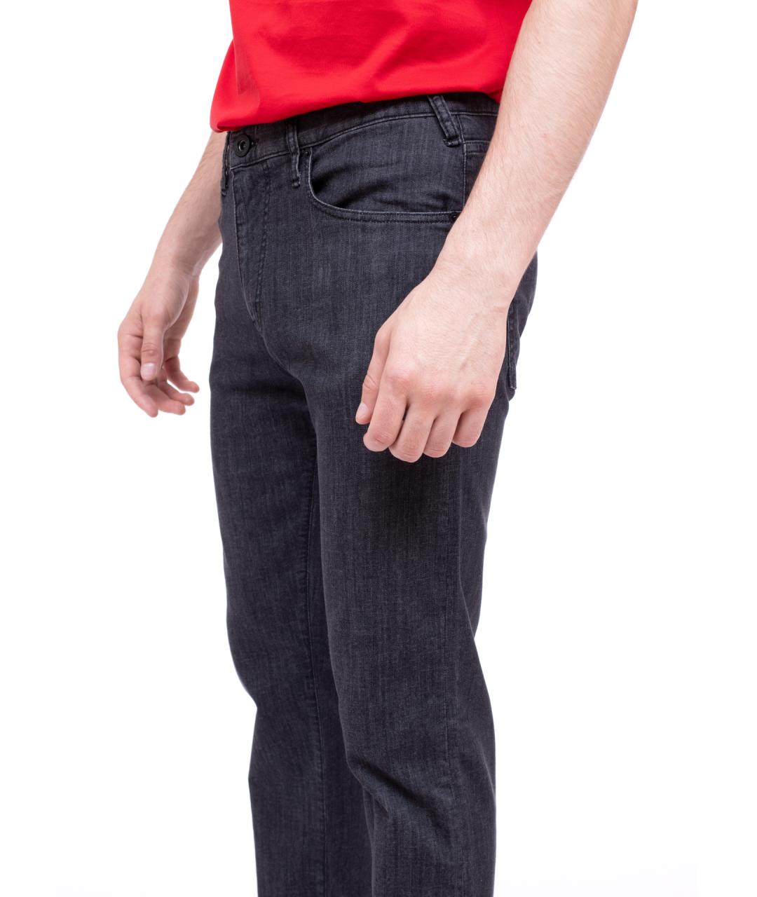 EMPORIO ARMANI Черные хлопковые прямые джинсы, фото 4