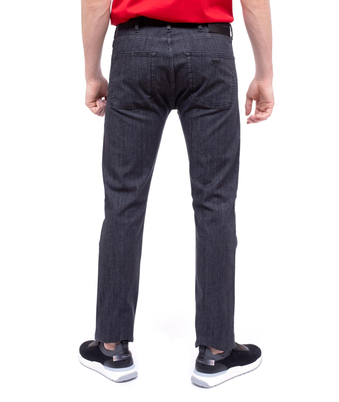 EMPORIO ARMANI Черные хлопковые прямые джинсы, фото 5