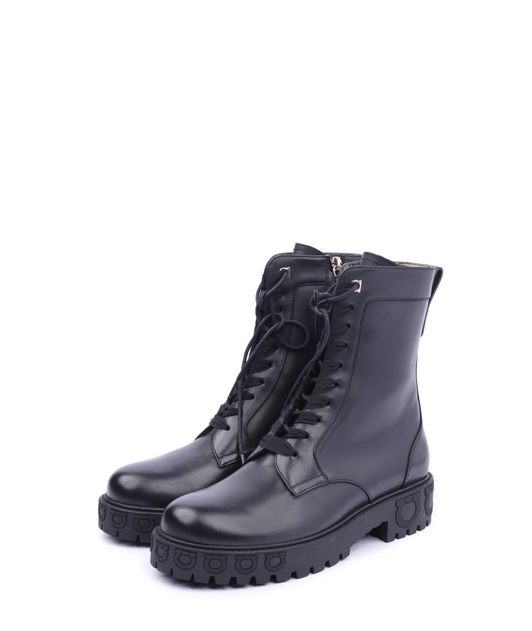 FERRAGAMO Черные кожаные ботинки, фото 6