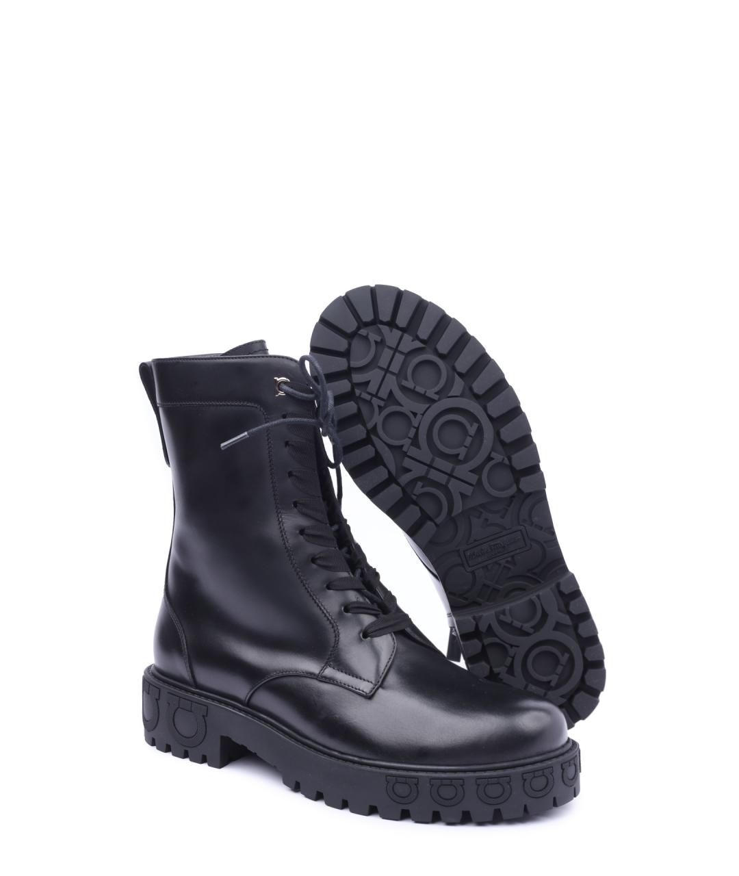 FERRAGAMO Черные кожаные ботинки, фото 3
