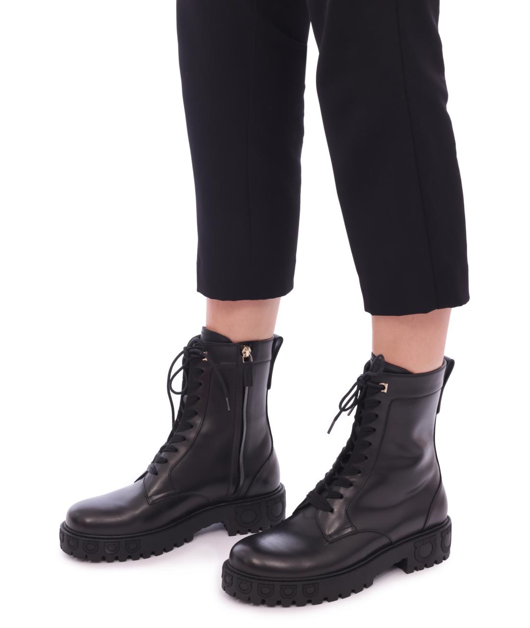 FERRAGAMO Черные кожаные ботинки, фото 2