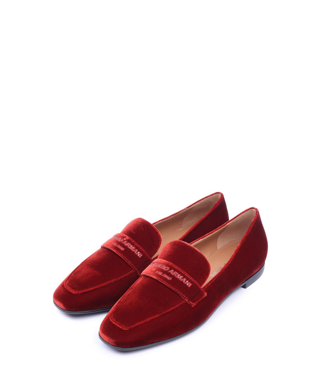 EMPORIO ARMANI Красные текстильные мокасины, фото 2