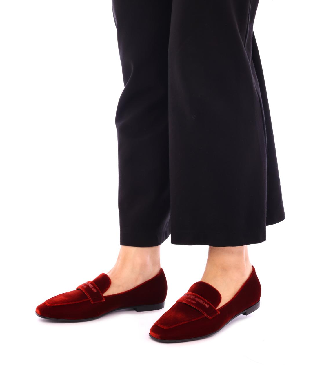 EMPORIO ARMANI Красные текстильные мокасины, фото 6