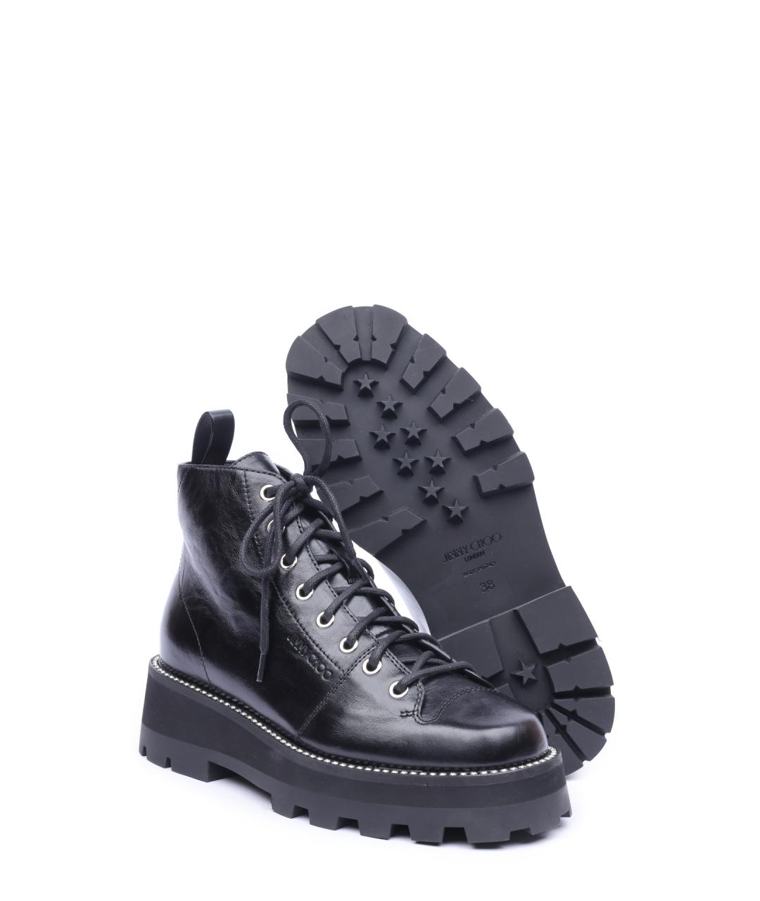 JIMMY CHOO Черные кожаные ботинки, фото 5