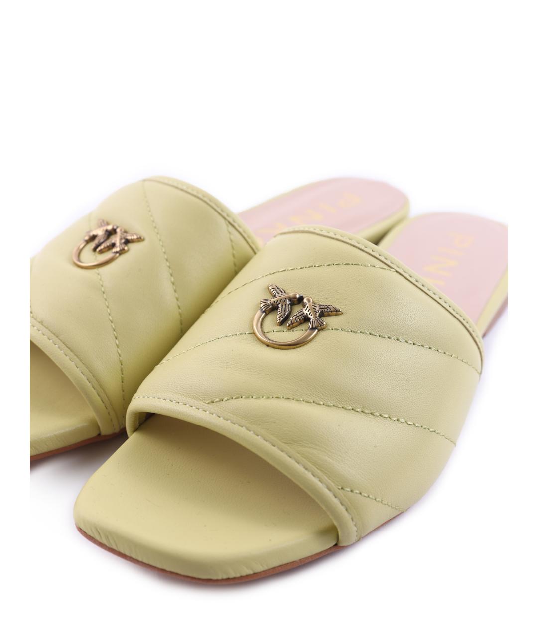 PINKO Зеленые кожаные мюли, фото 3