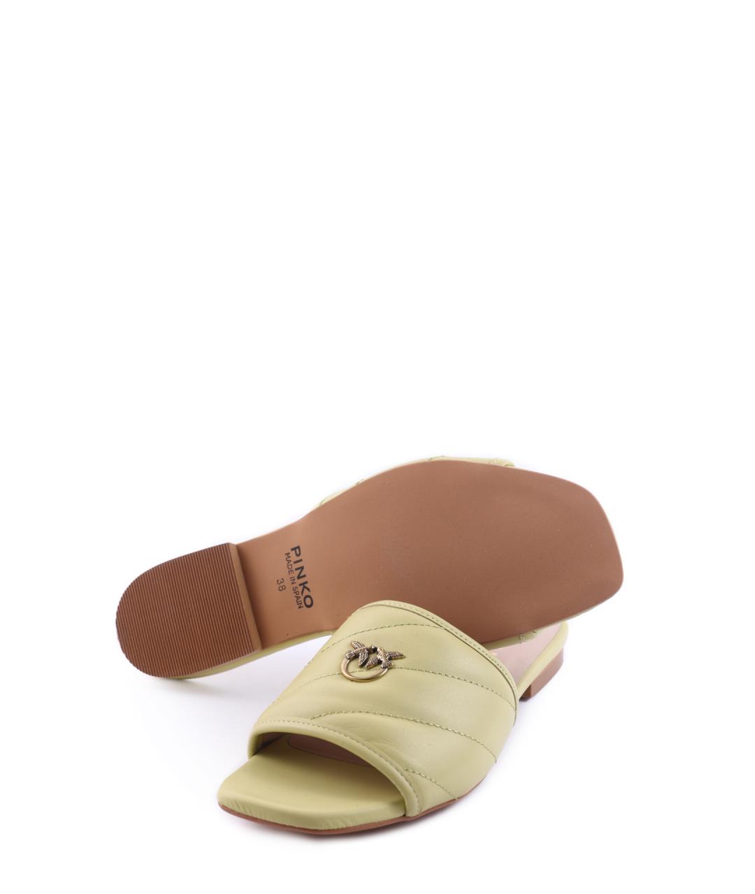 PINKO Зеленые кожаные мюли, фото 4