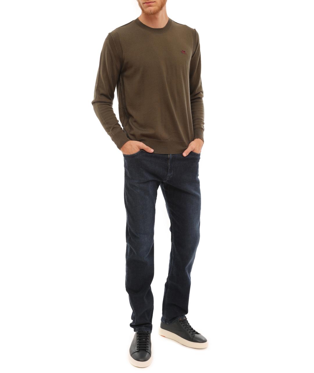 ETRO Хаки шерстяной джемпер / свитер, фото 2