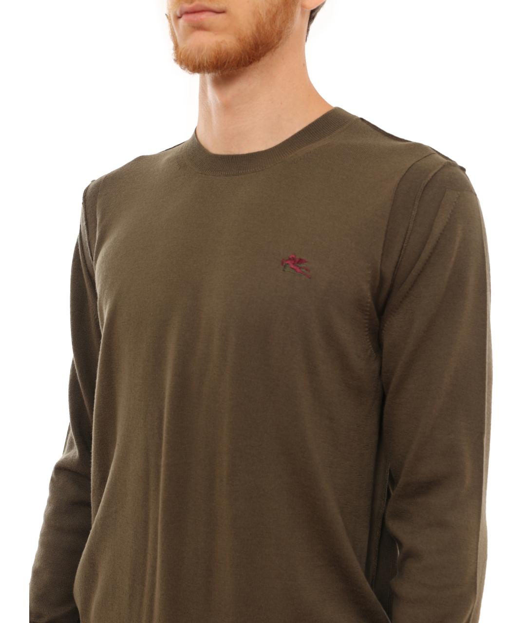 ETRO Хаки шерстяной джемпер / свитер, фото 6