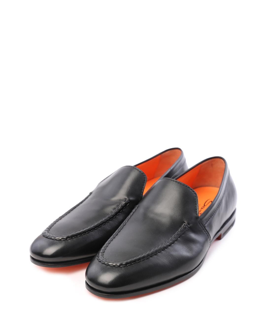 SANTONI Черные кожаные лоферы, фото 2