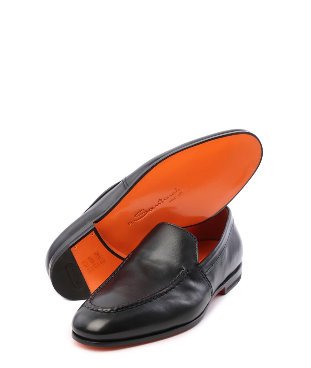 SANTONI Черные кожаные лоферы, фото 4