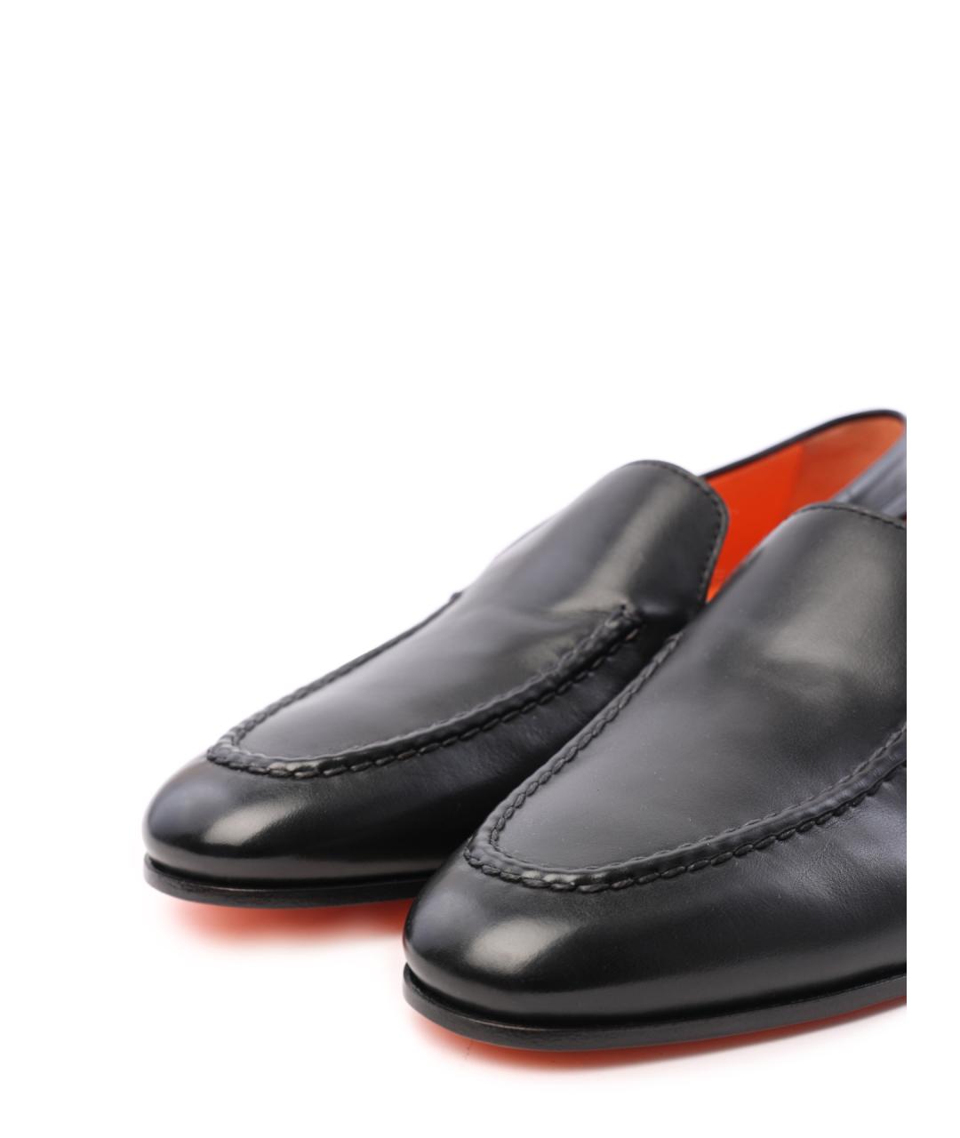 SANTONI Черные кожаные лоферы, фото 6