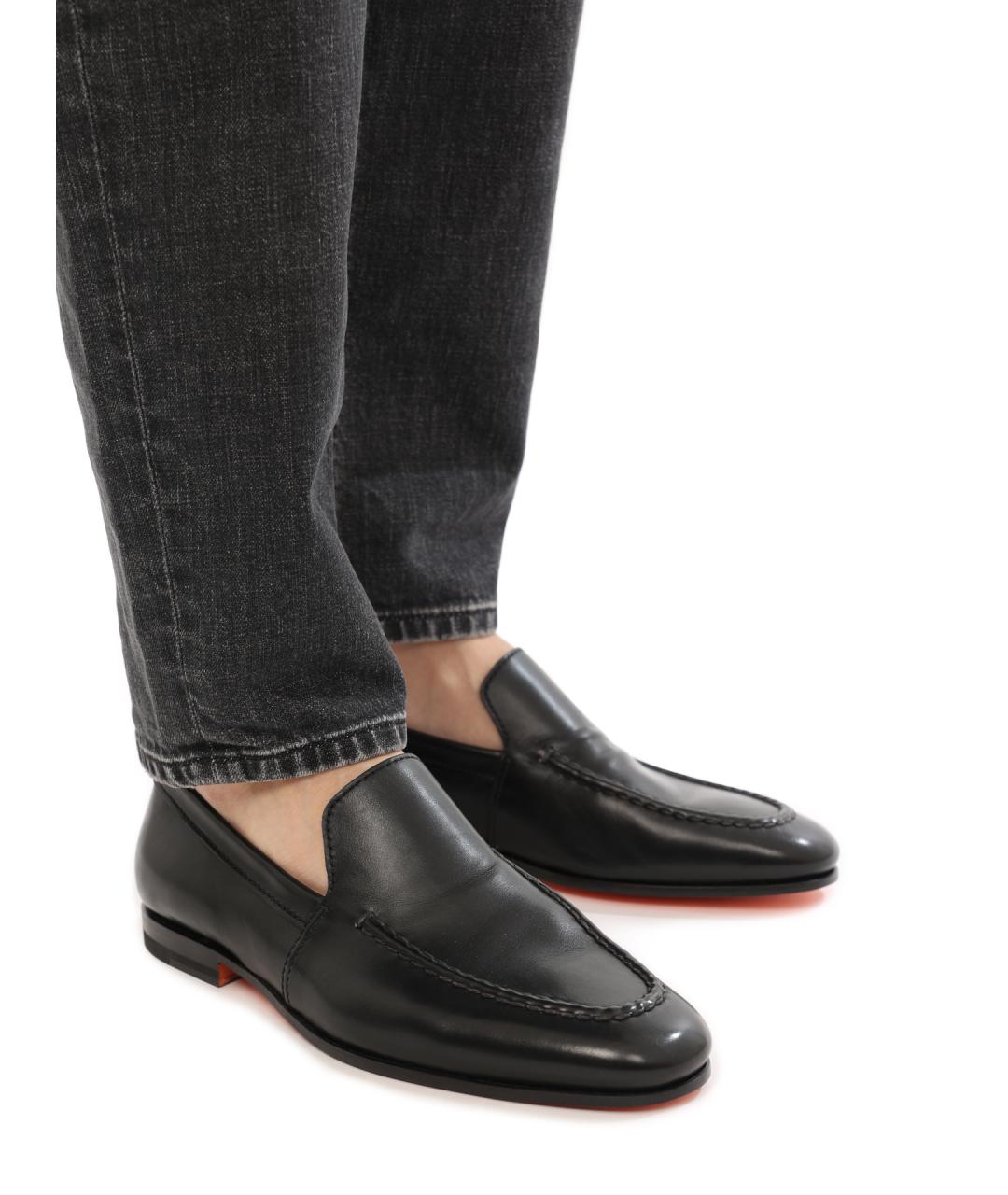 SANTONI Черные кожаные лоферы, фото 7