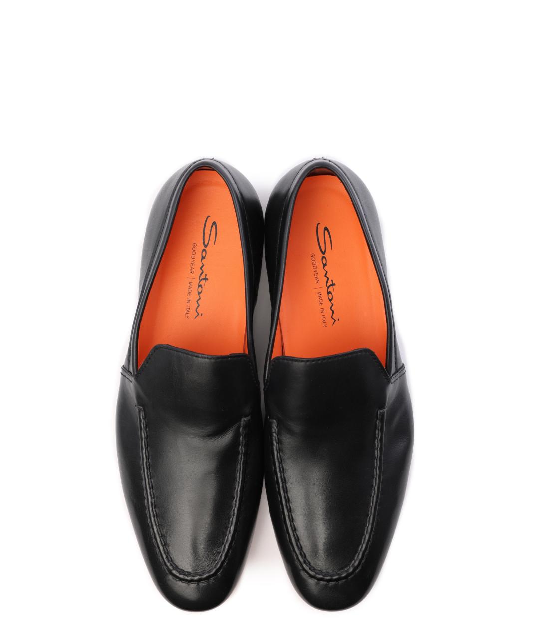 SANTONI Черные кожаные лоферы, фото 5
