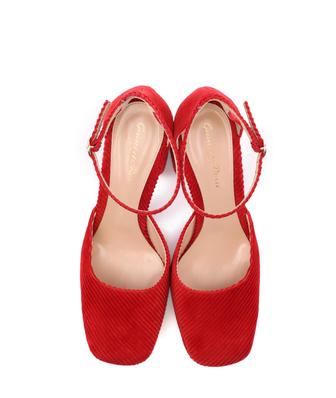 GIANVITO ROSSI Красные текстильные туфли, фото 4