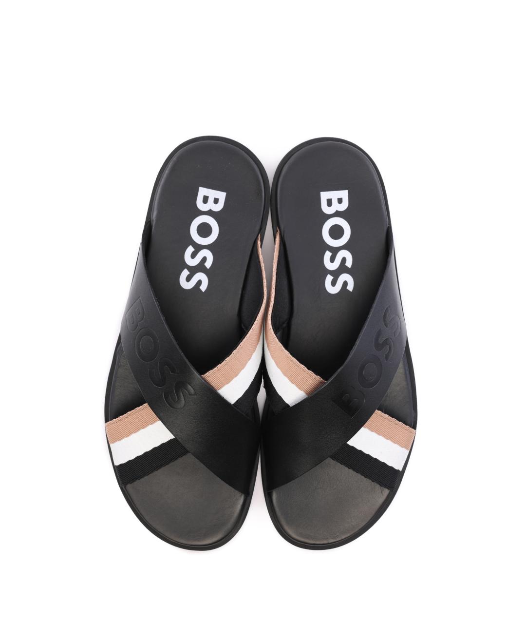 HUGO BOSS Черные шлепанцы, фото 4