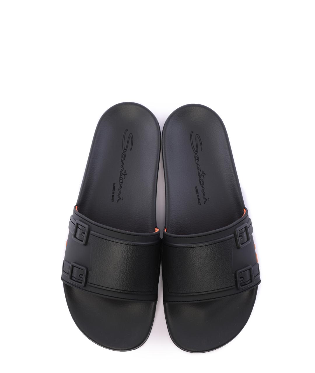SANTONI Черные шлепанцы, фото 4