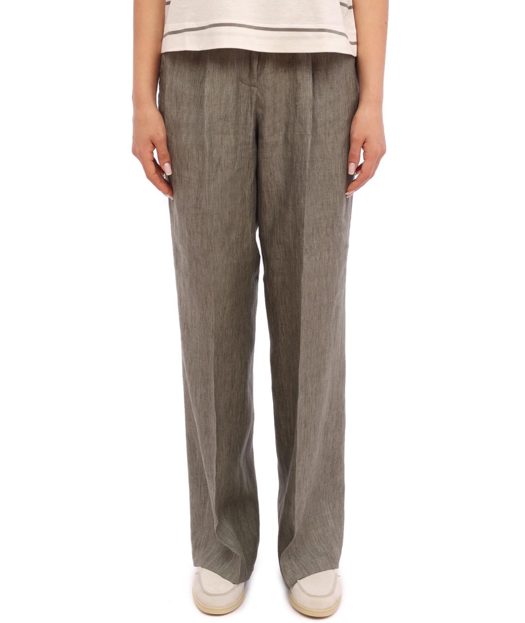 PESERICO Зеленые прямые брюки, фото 1