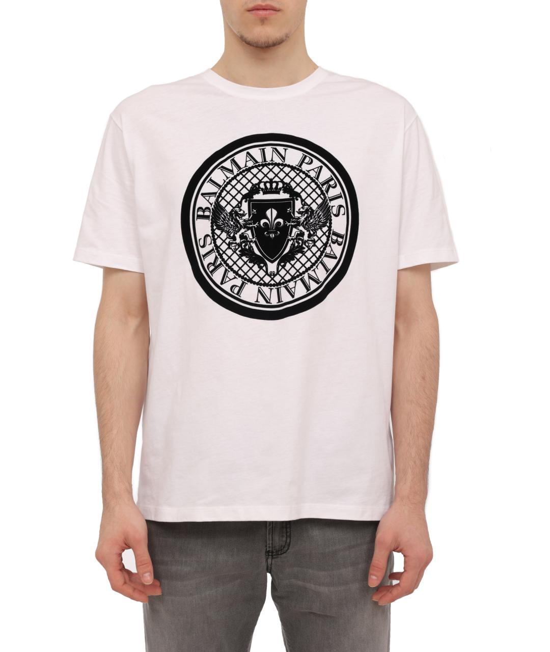 BALMAIN Белая хлопковая футболка, фото 1
