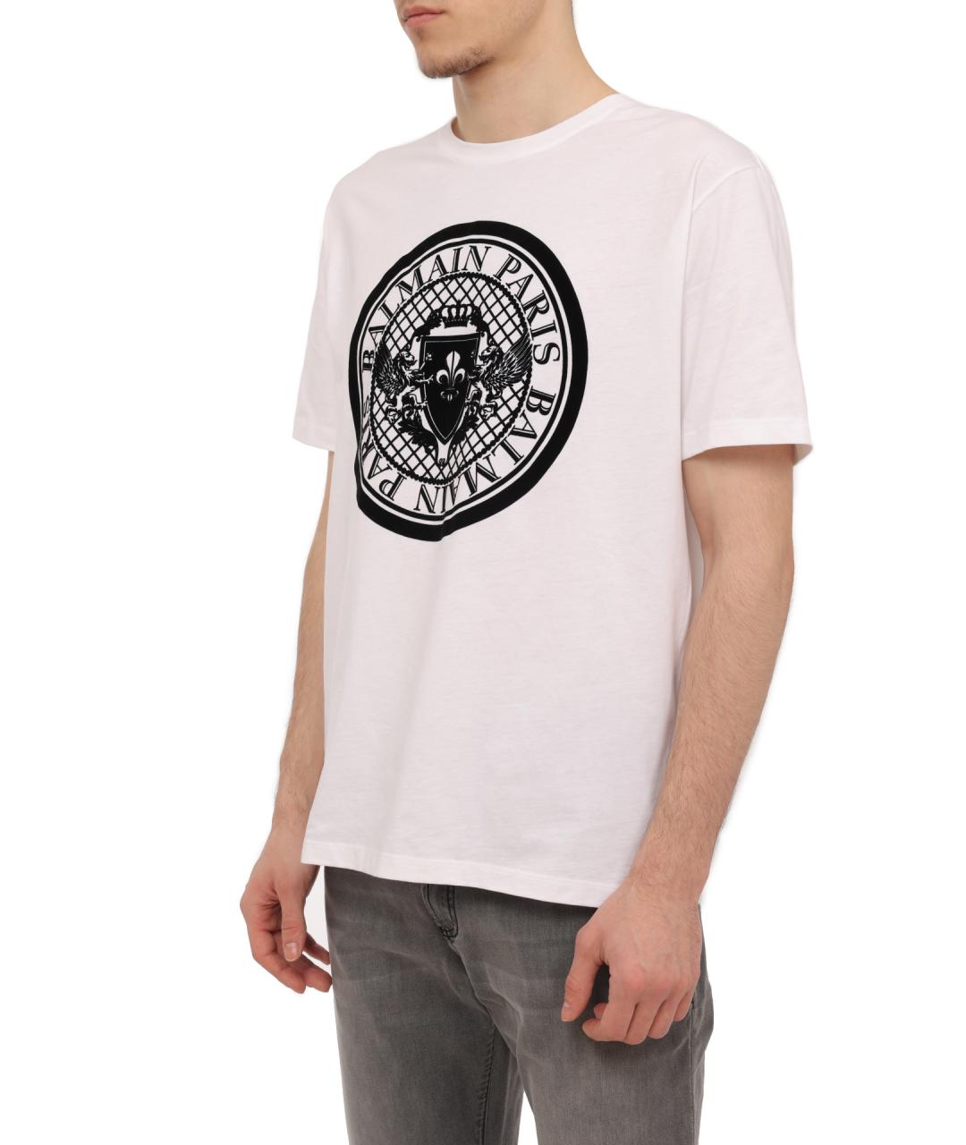 BALMAIN Белая хлопковая футболка, фото 3