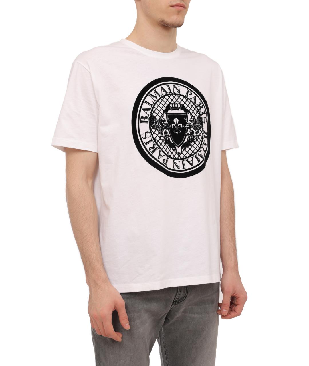 BALMAIN Белая хлопковая футболка, фото 4