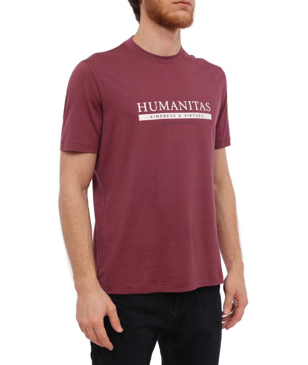 BRUNELLO CUCINELLI Фиолетовая хлопковая футболка, фото 4