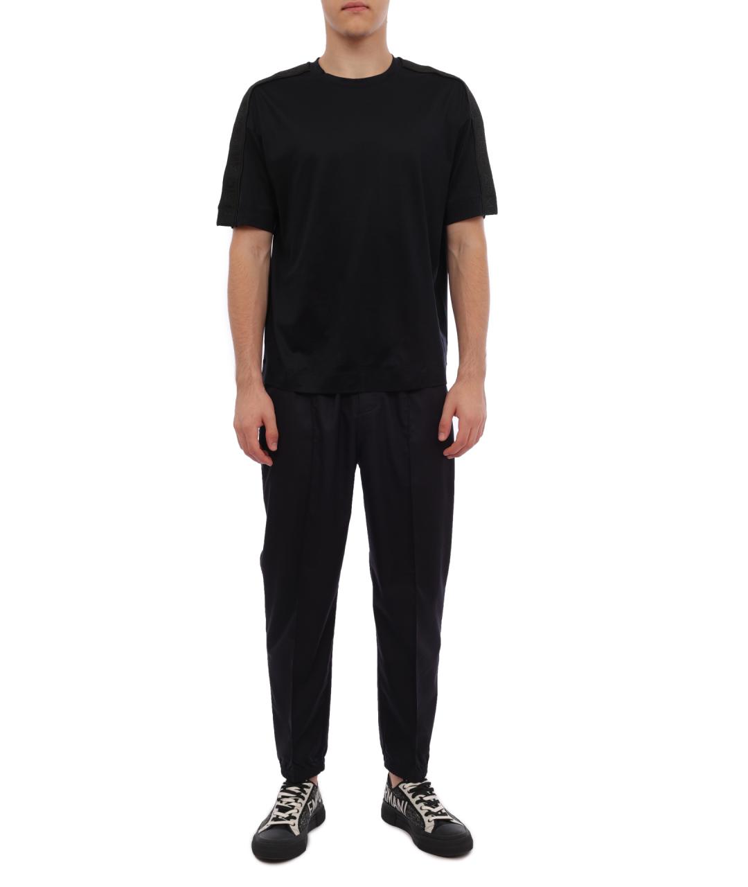 EMPORIO ARMANI Черная хлопковая футболка, фото 2