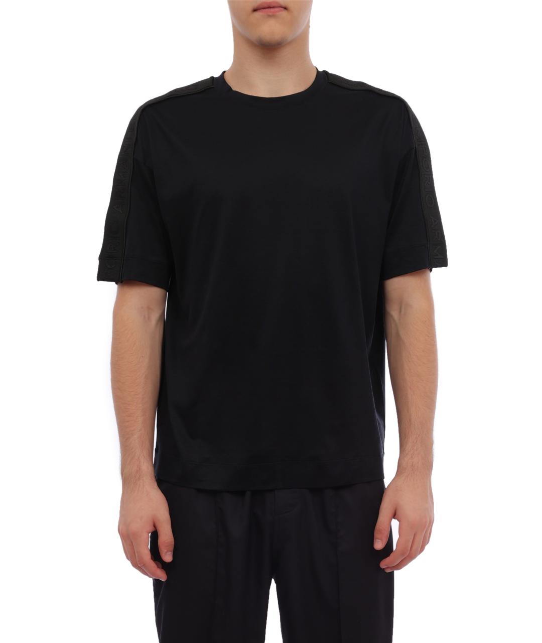 EMPORIO ARMANI Черная хлопковая футболка, фото 1