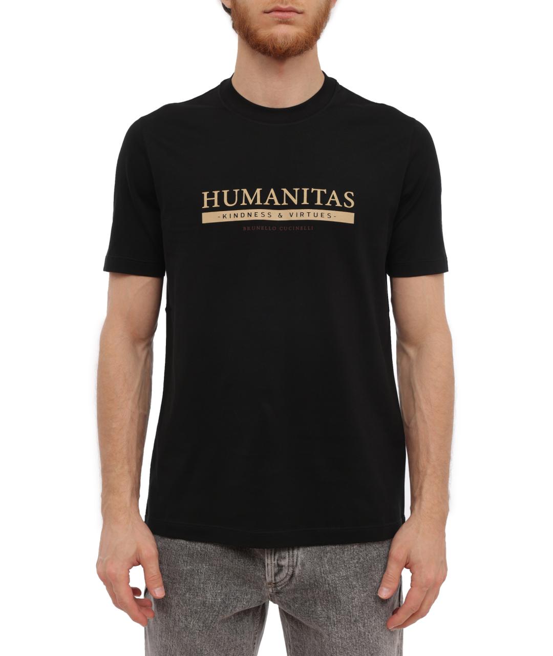 BRUNELLO CUCINELLI Черная хлопковая футболка, фото 1