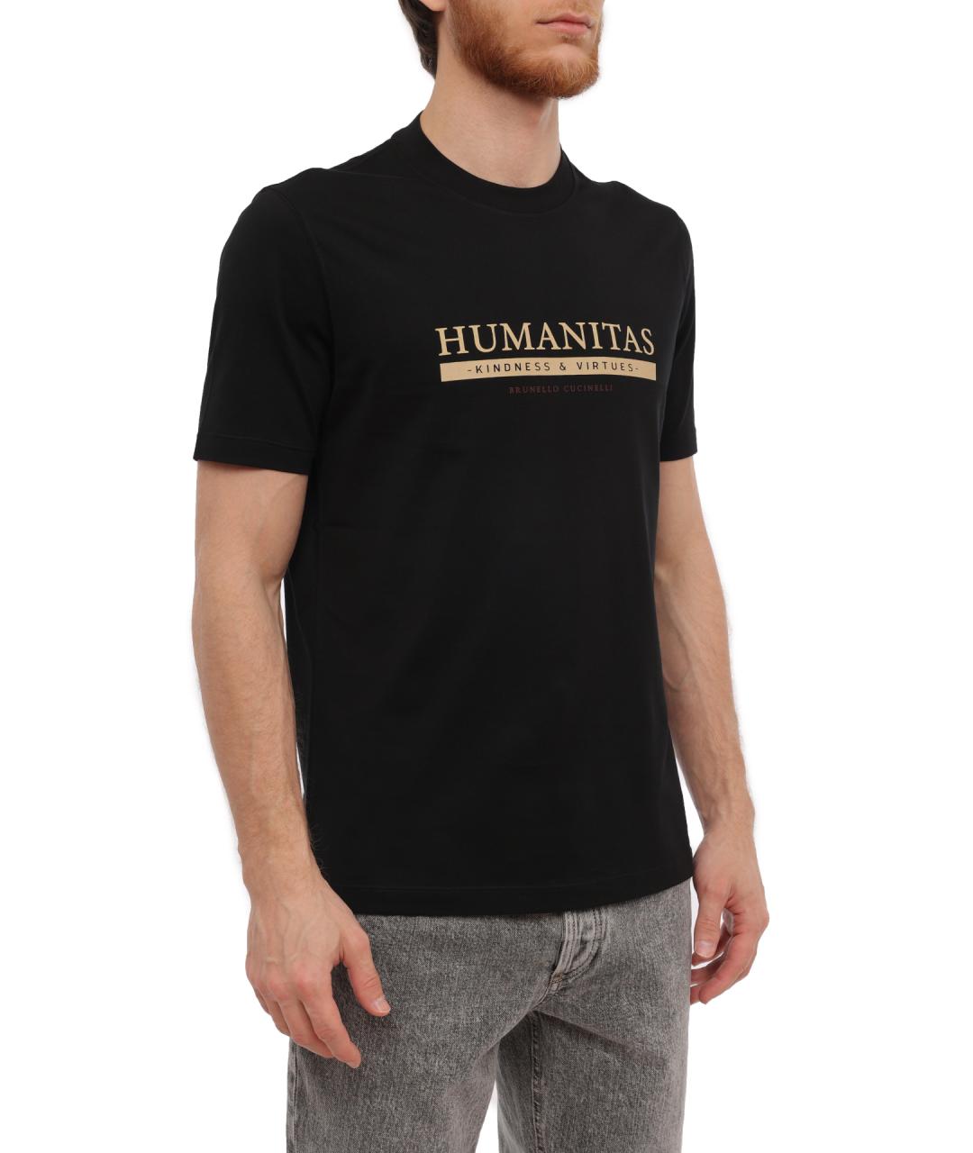 BRUNELLO CUCINELLI Черная хлопковая футболка, фото 4
