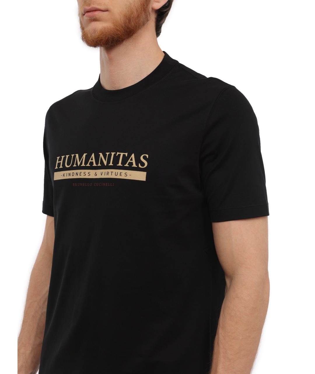 BRUNELLO CUCINELLI Черная хлопковая футболка, фото 3