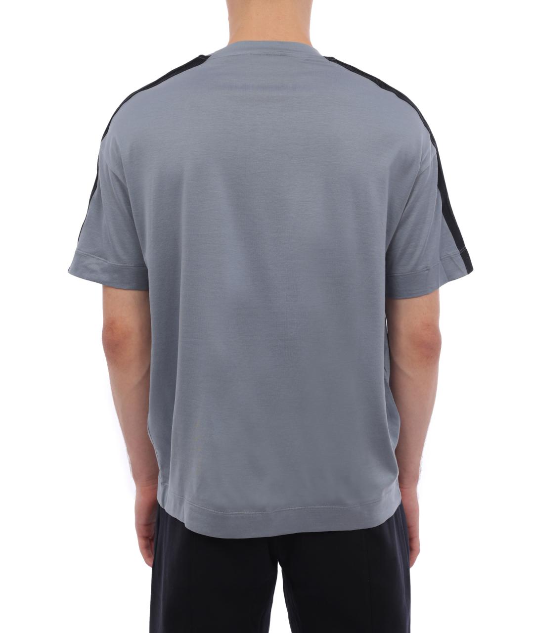 EMPORIO ARMANI Синяя хлопко-полиэстеровая футболка, фото 5