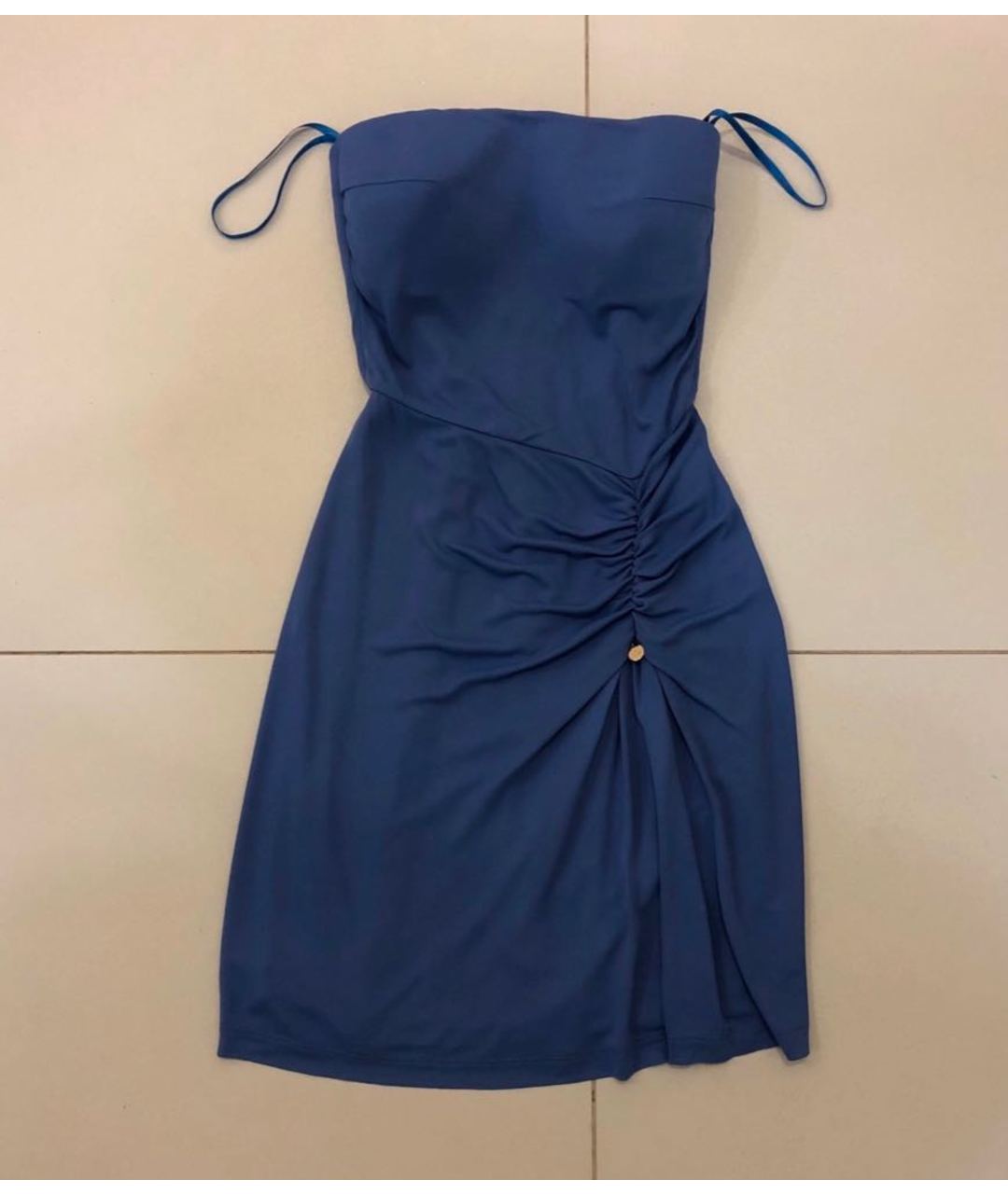 ELISABETTA FRANCHI Голубое вискозное повседневное платье, фото 5