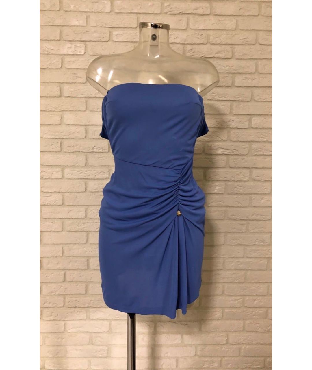 ELISABETTA FRANCHI Голубое вискозное повседневное платье, фото 8