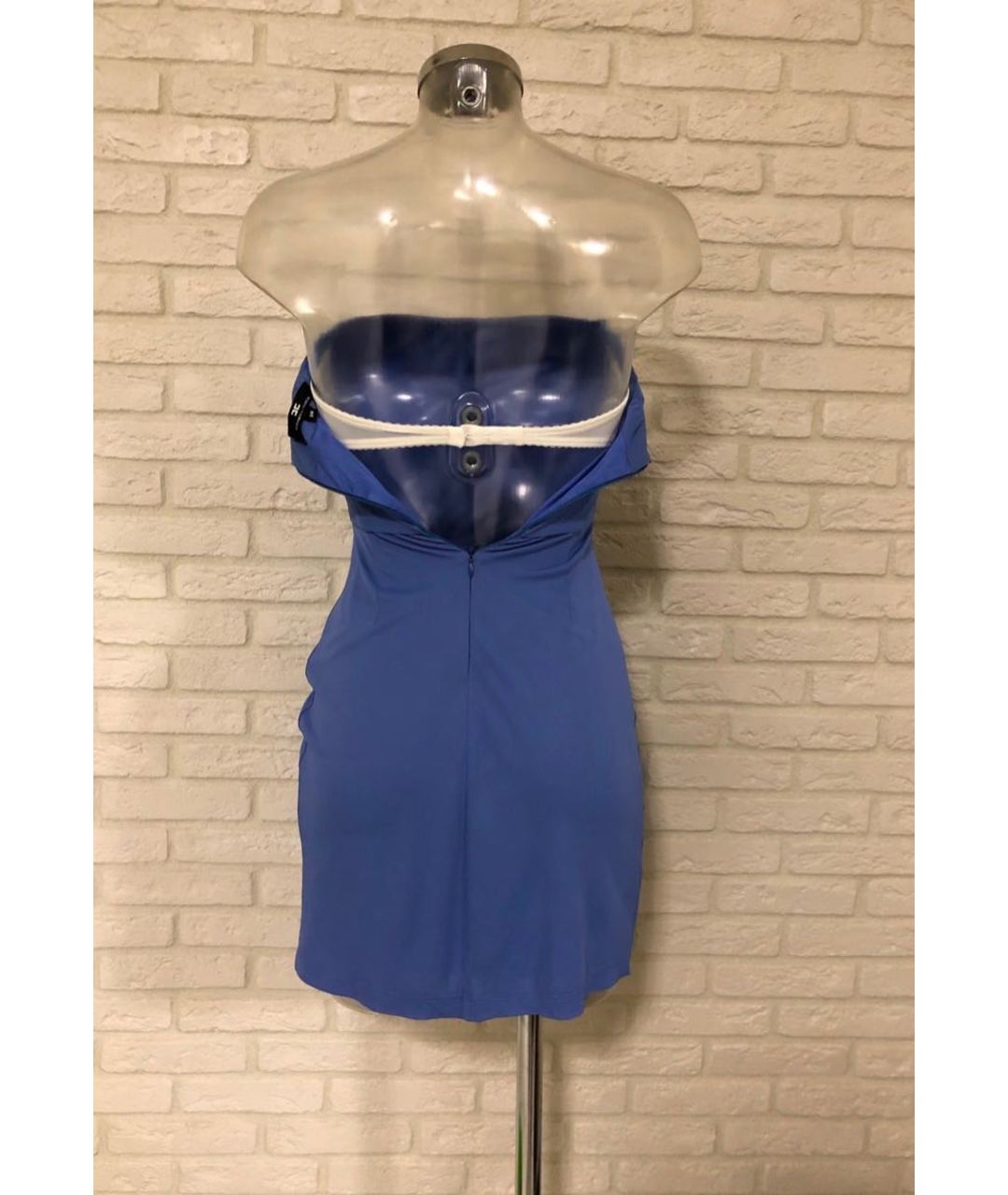 ELISABETTA FRANCHI Голубое вискозное повседневное платье, фото 2