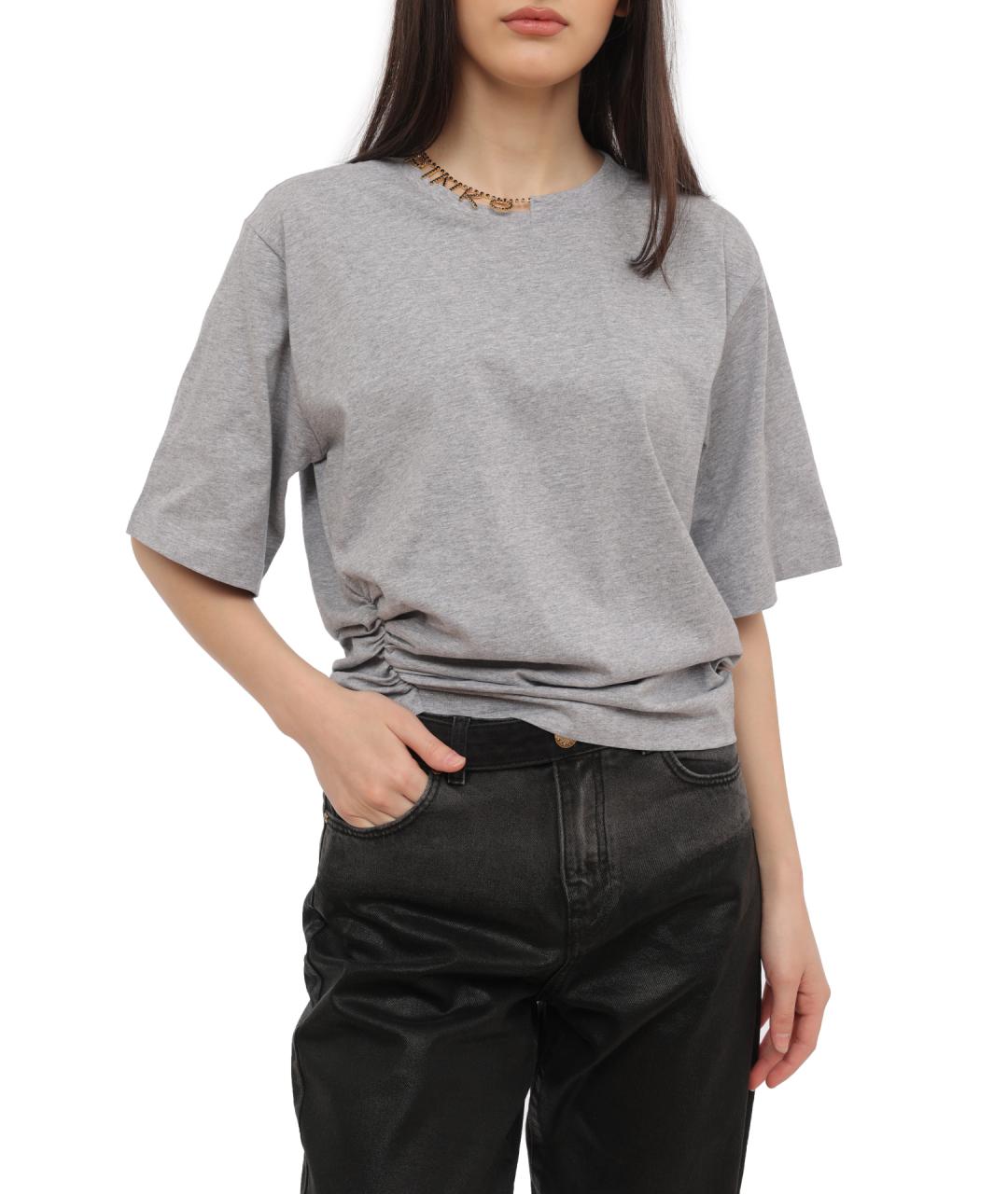 PINKO Серая хлопковая футболка, фото 1