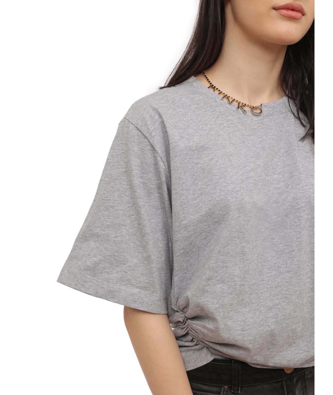 PINKO Серая хлопковая футболка, фото 6