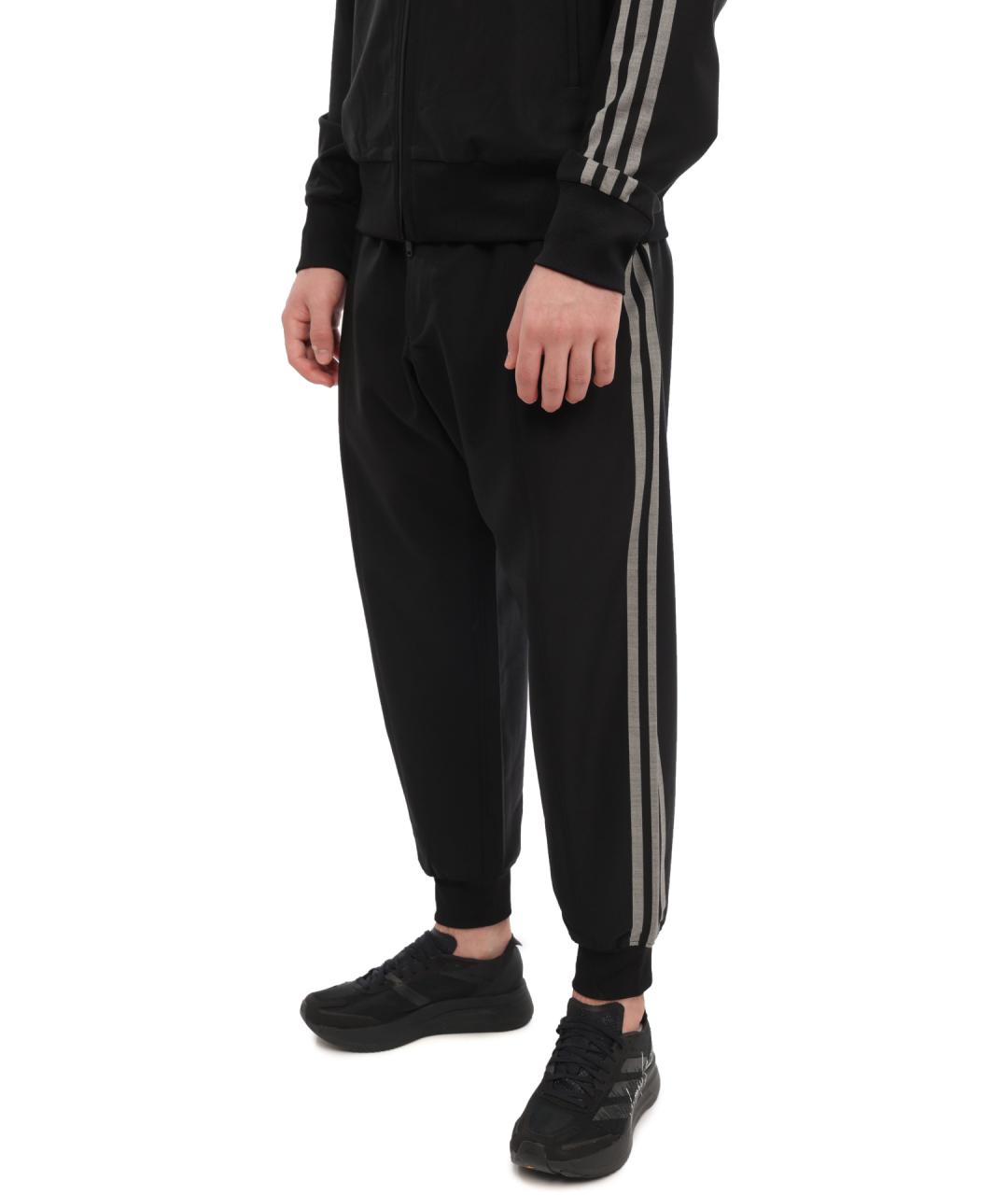 Y-3 Черные хлопковые повседневные брюки, фото 3