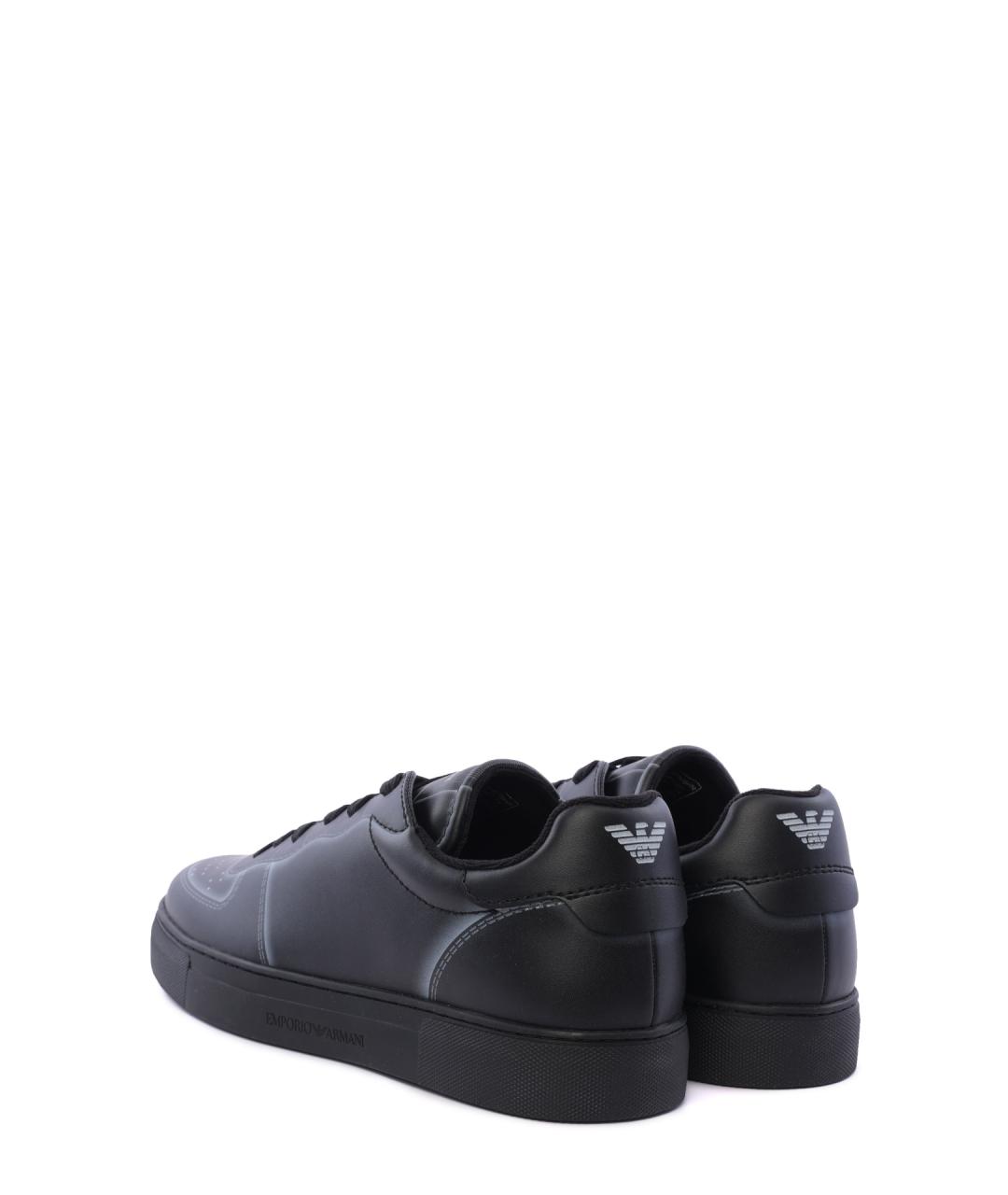 EMPORIO ARMANI Черные кожаные низкие кроссовки / кеды, фото 3