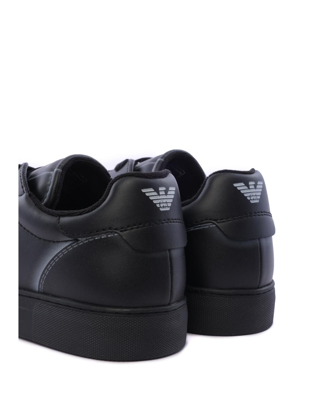 EMPORIO ARMANI Черные кожаные низкие кроссовки / кеды, фото 6
