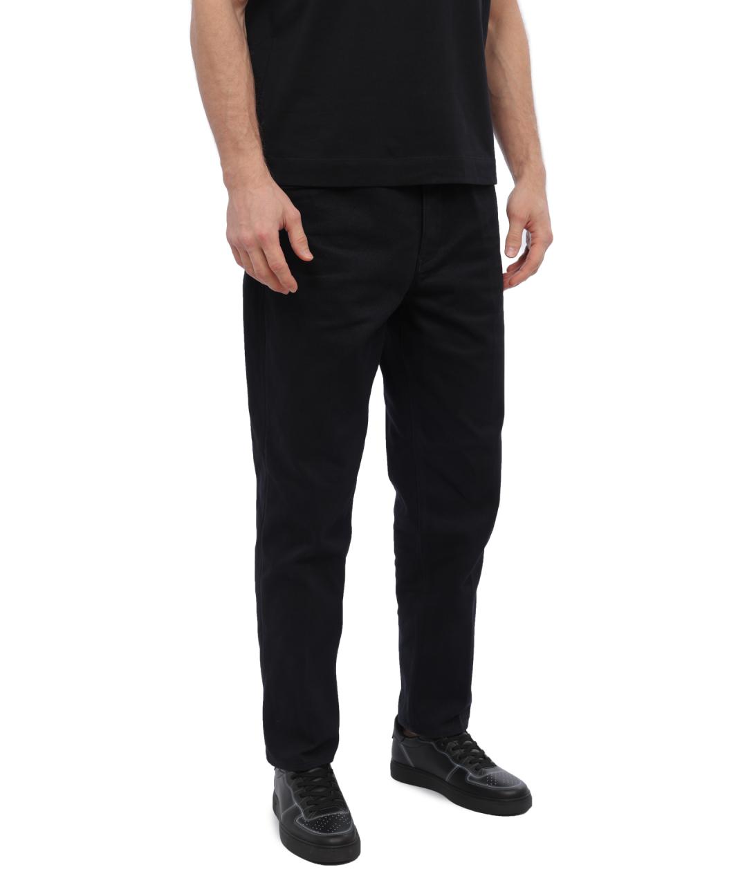 EMPORIO ARMANI Темно-синие хлопковые повседневные брюки, фото 3