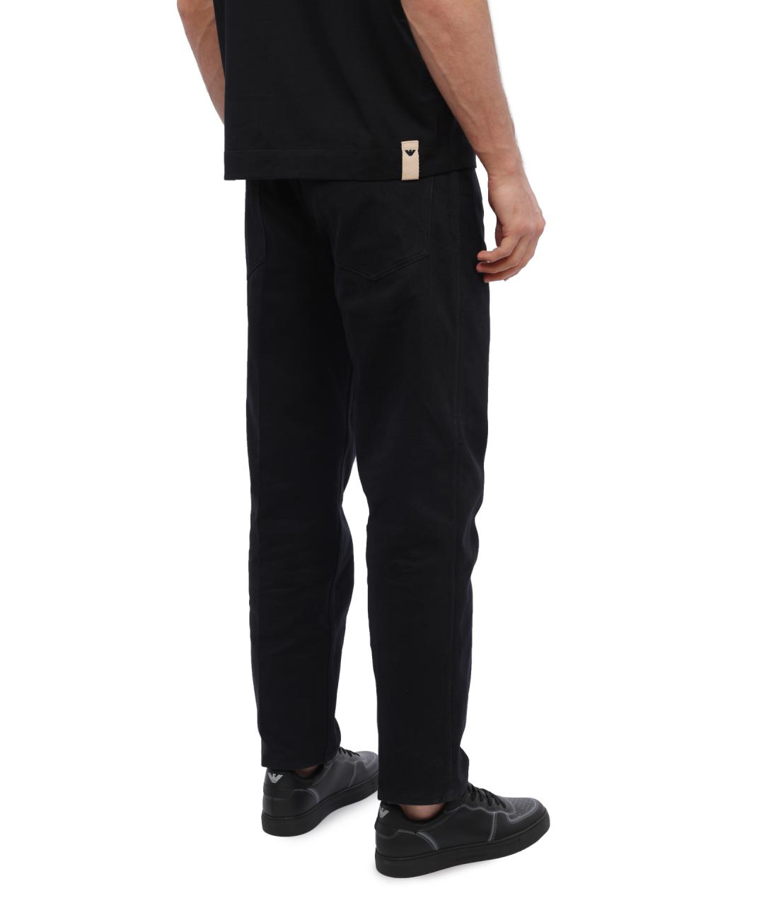 EMPORIO ARMANI Темно-синие хлопковые повседневные брюки, фото 5