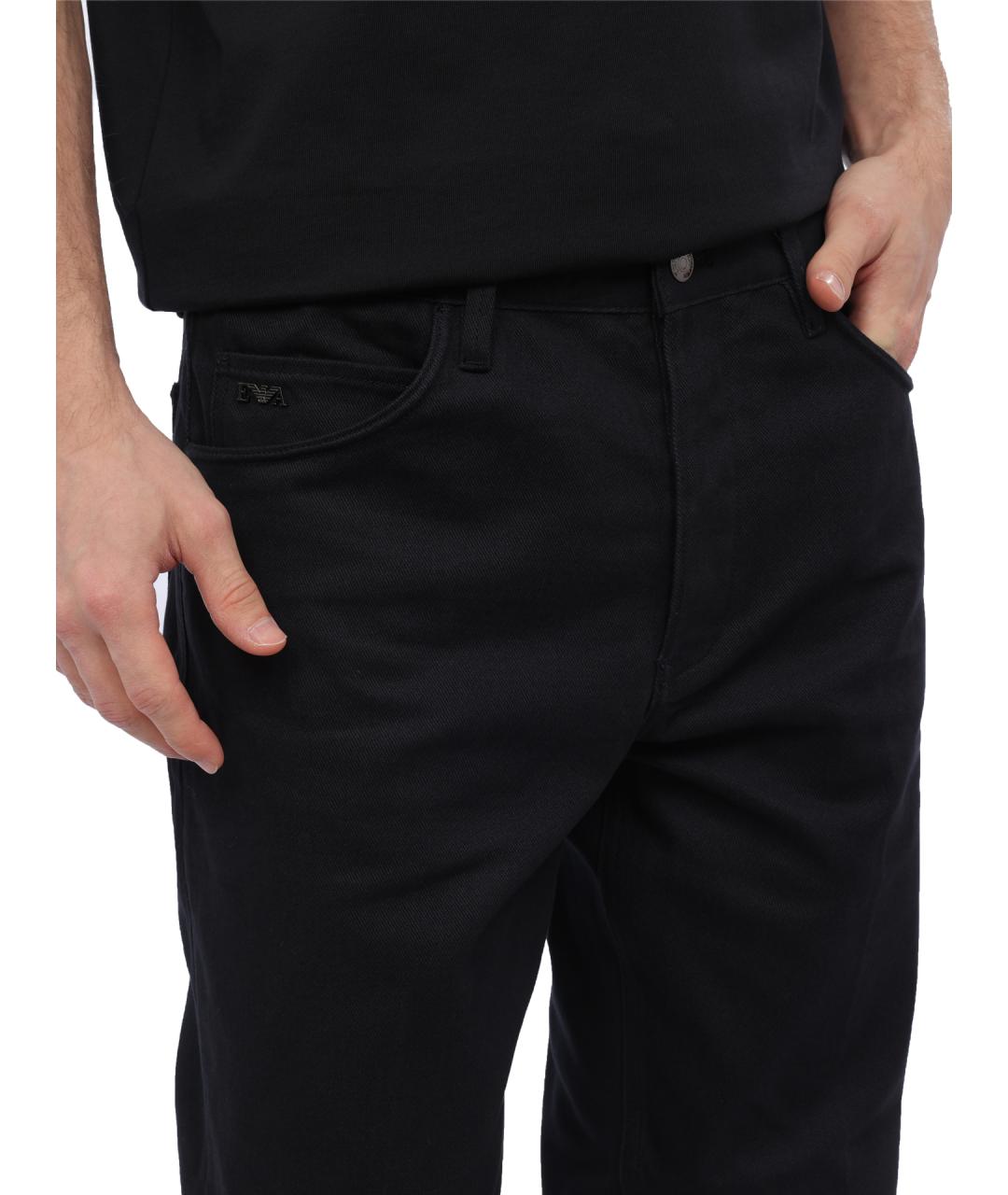 EMPORIO ARMANI Темно-синие хлопковые повседневные брюки, фото 4