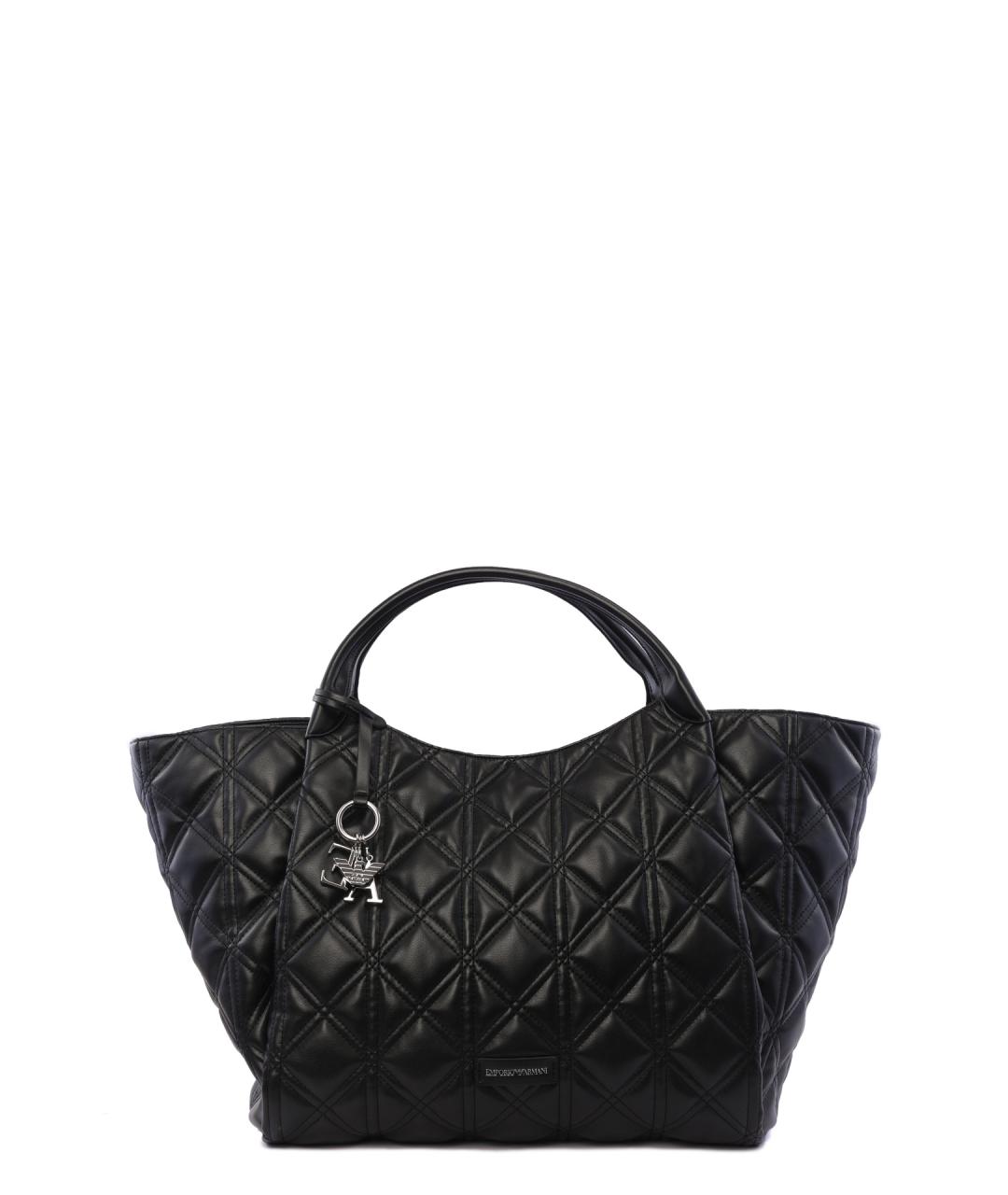 EMPORIO ARMANI Черная кожаная сумка тоут, фото 5