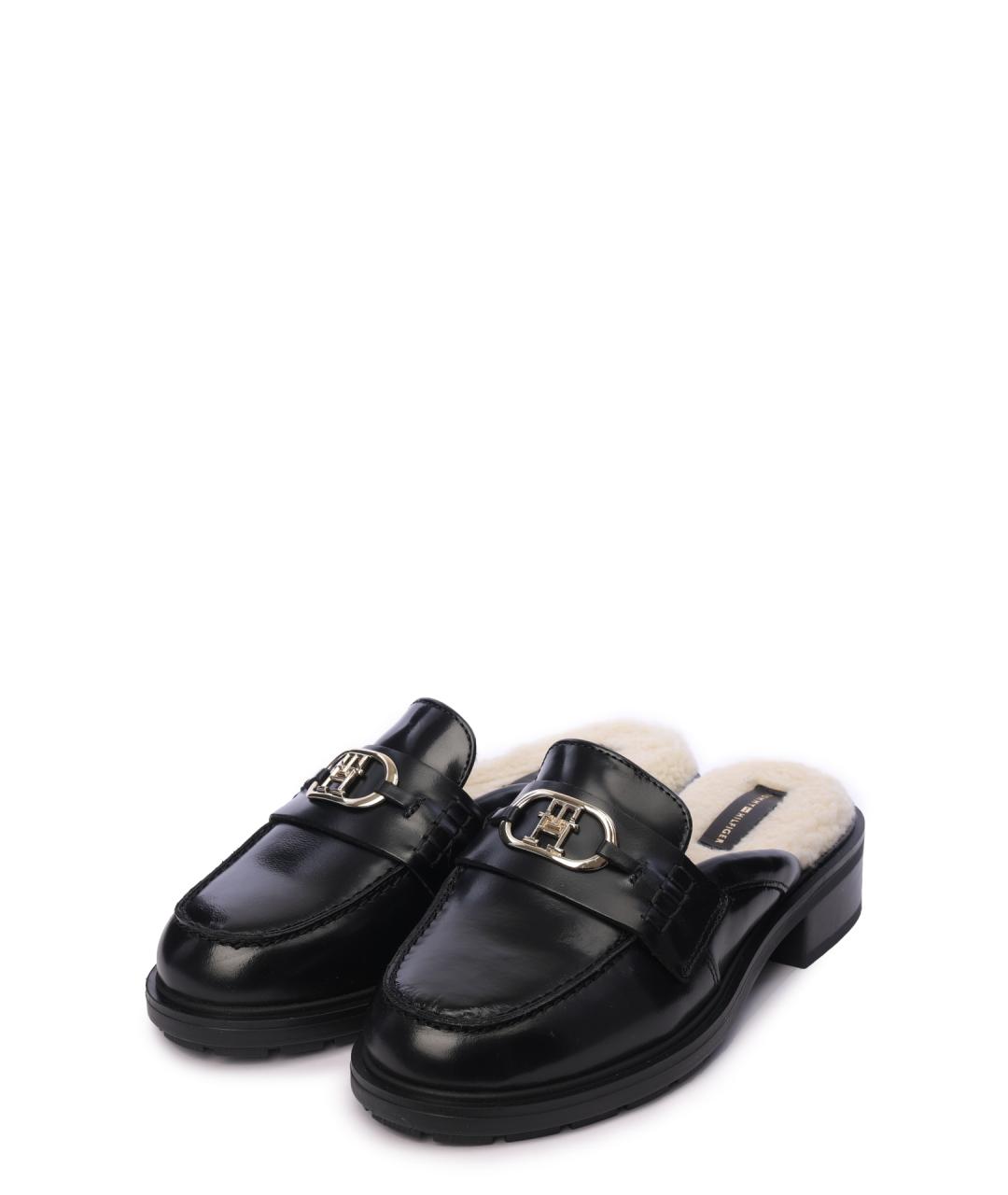 TOMMY HILFIGER Черные кожаные мюли, фото 2