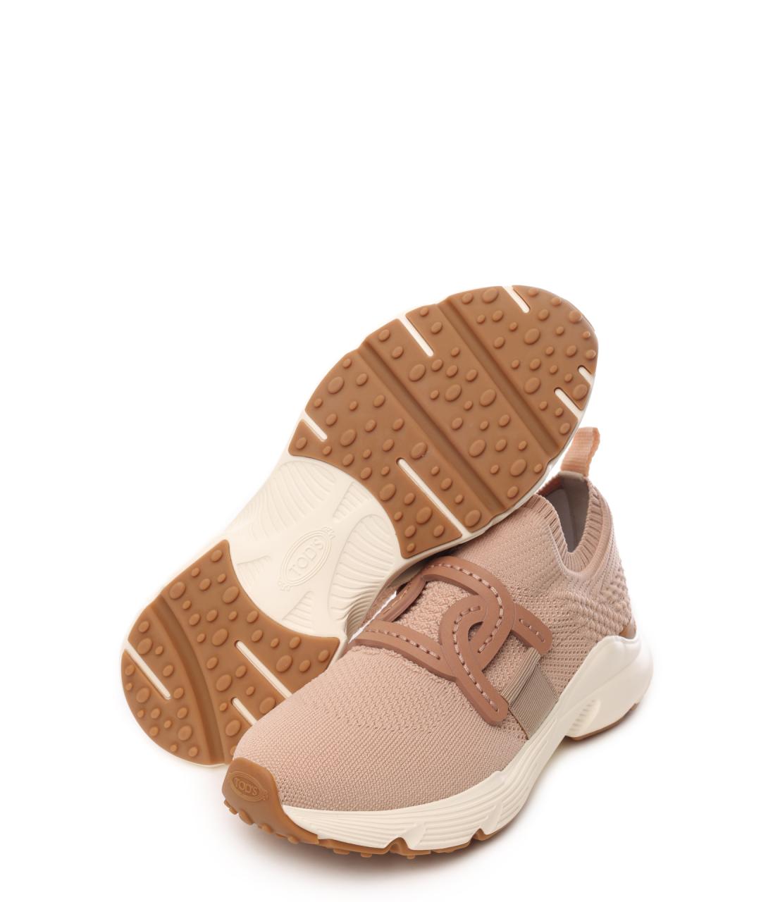 TOD'S Бежевые текстильные кроссовки, фото 4